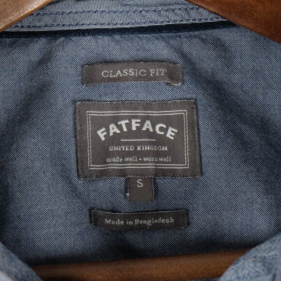 Fat Face Shirt Mens Small Blue Linen Blend Button Up Boho Beach Summer - Picture 8 of 9